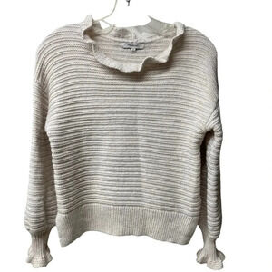 Madewell Ruffle-Neck Pullover Sweater. Cream, size small. Great shape.